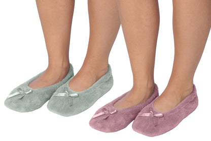 Roxoni Women's Terry Classic Cotton Ballerina Slippers (Pack of 2)