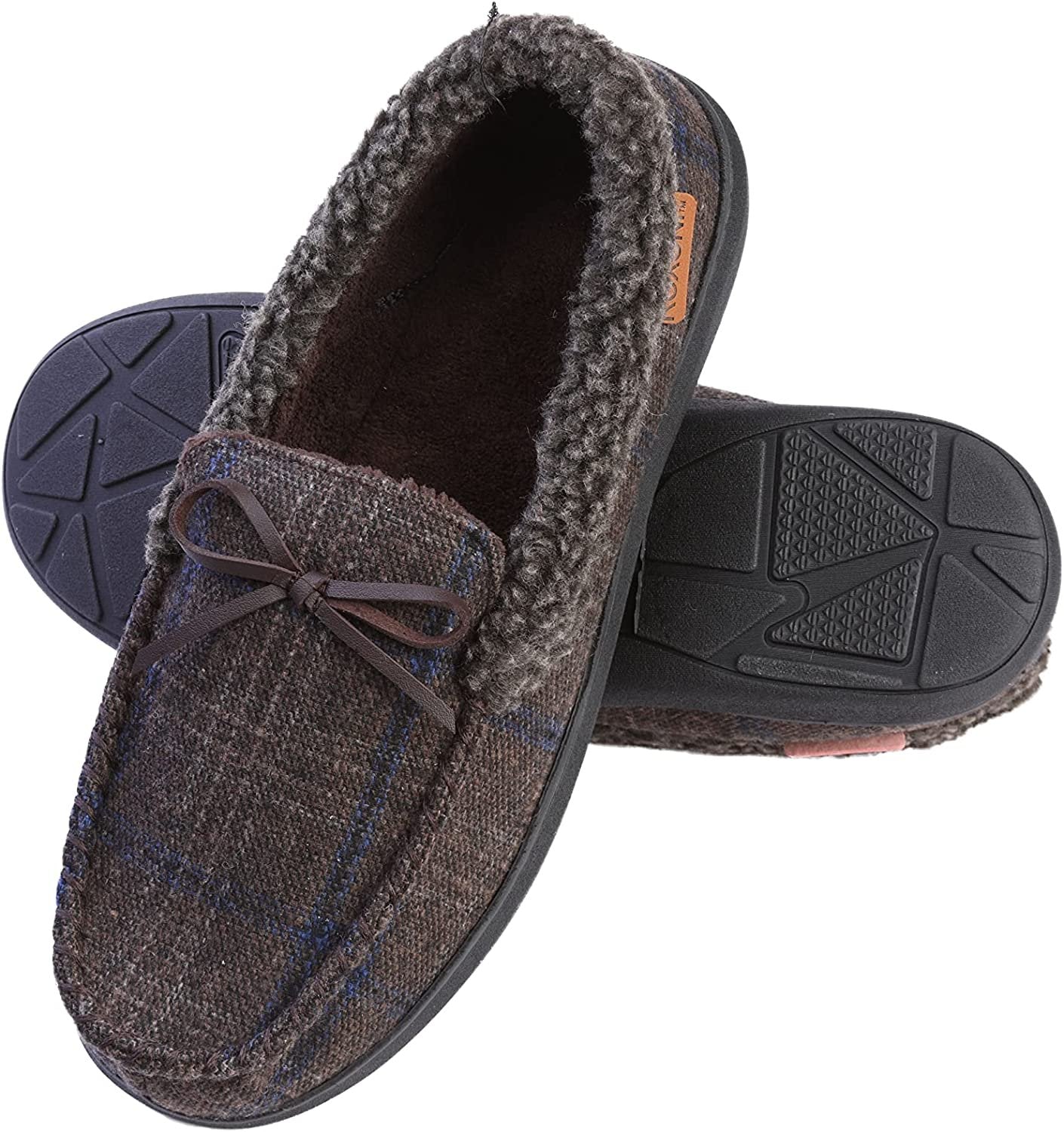 Men's Slippers Moccasin Plush Lined House Shoes Fuzzy Furry