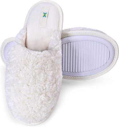 ROXONI Women Slipper Cozy Memory Foam, Indoor Outdoor Rubber Sole