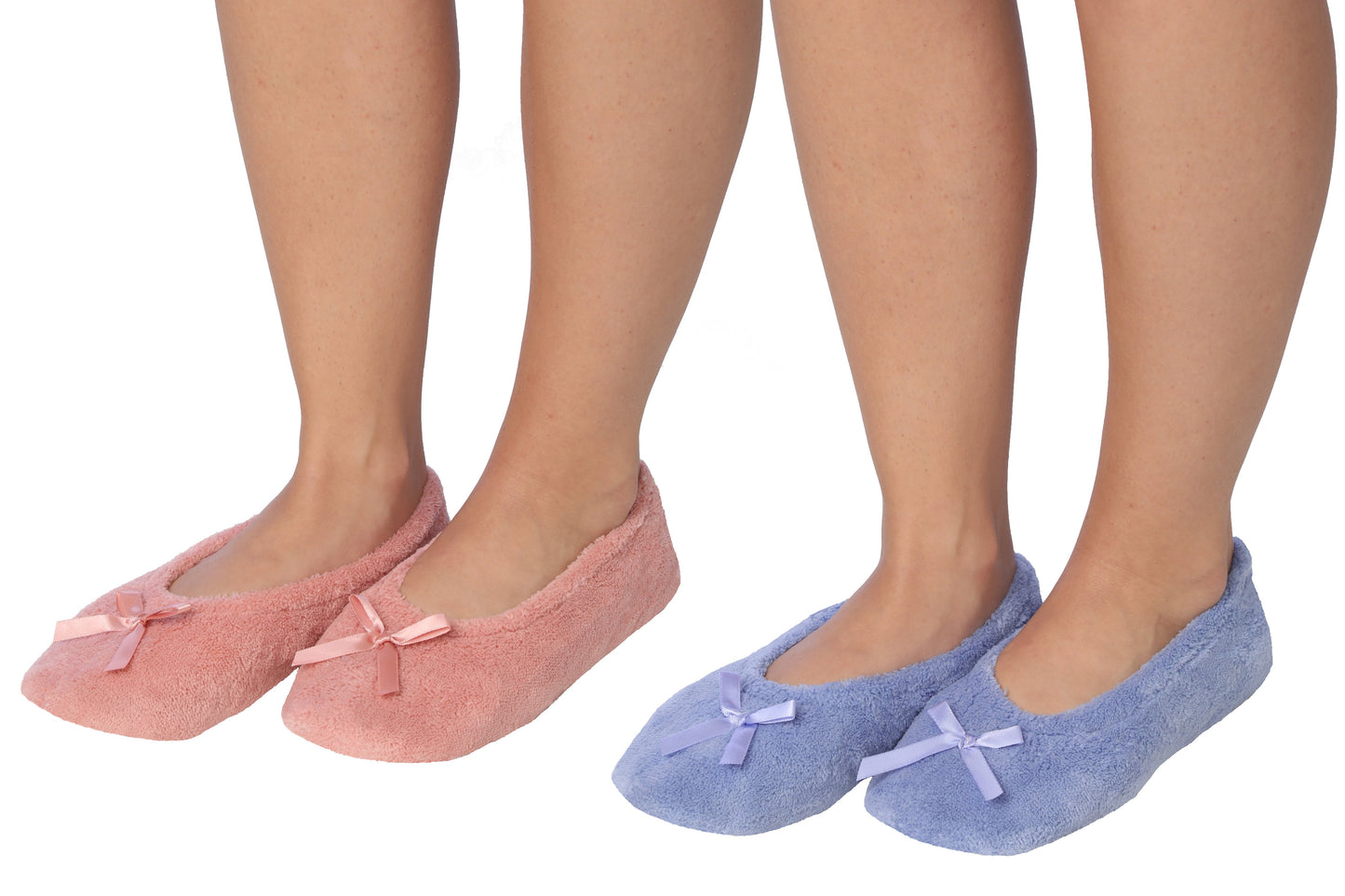 Roxoni Women's Terry Classic Cotton Ballerina Slippers (Pack of 2)