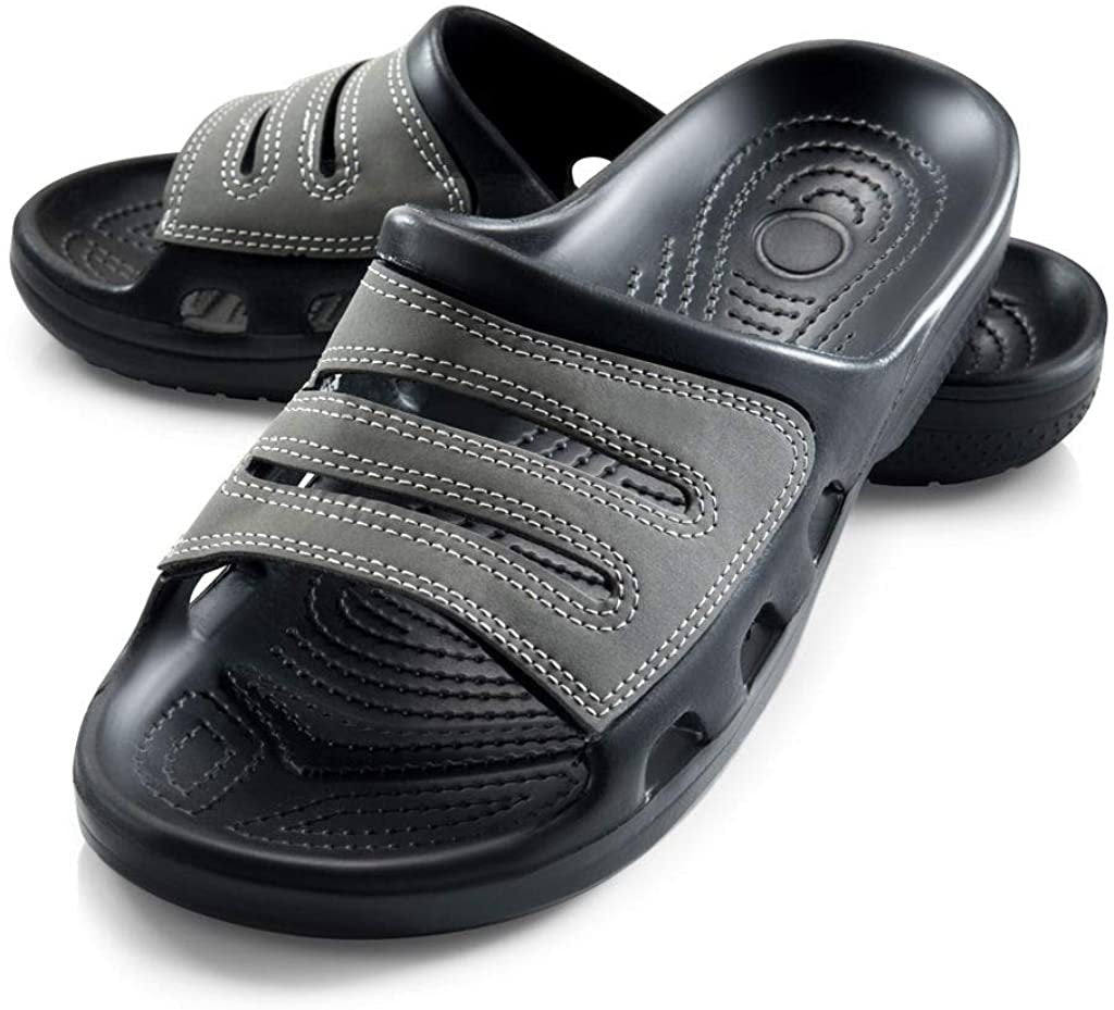 Roxoni Slide Sandals for Men | Open Toe Slip-On | Waterproof Rubber for Beach, Pool, Gym, Travel Wear