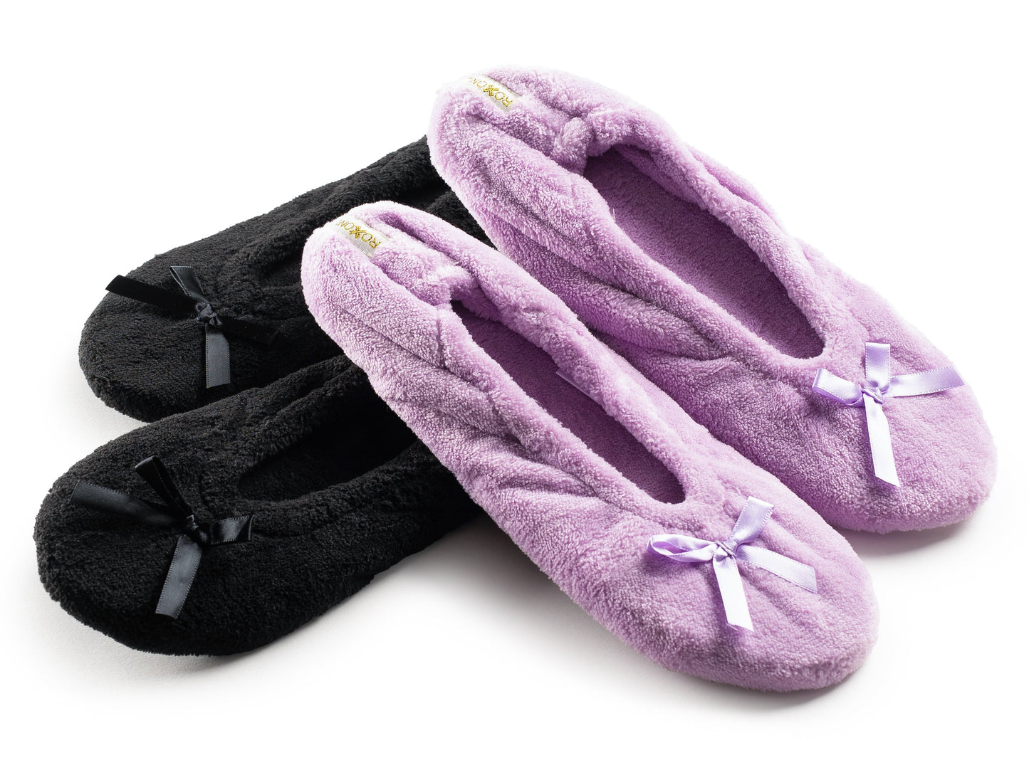 Roxoni Women's Terry Classic Cotton Ballerina Slippers (Pack of 2)