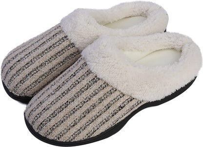 Roxoni Women’s House Slippers Knit Fleece Lined Cozy Clog House Shoes