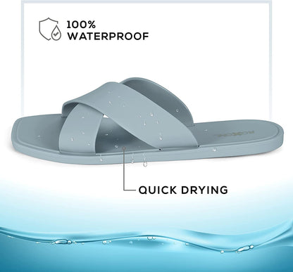 ROXONI Women Slippers Shower Pool Sandals Criss Cross Bathroom Quick Drying Slippers