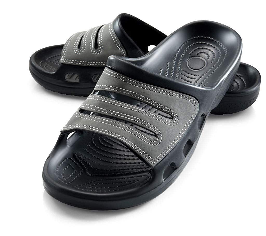 Roxoni Slide Sandals for Men | Open Toe Slip-On | Waterproof Rubber for Beach, Pool, Gym, Travel Wear